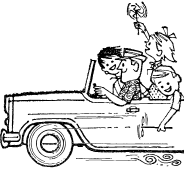 Cartoon family road trip